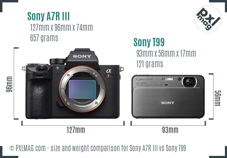 Sony A7R III vs Sony T99 size comparison