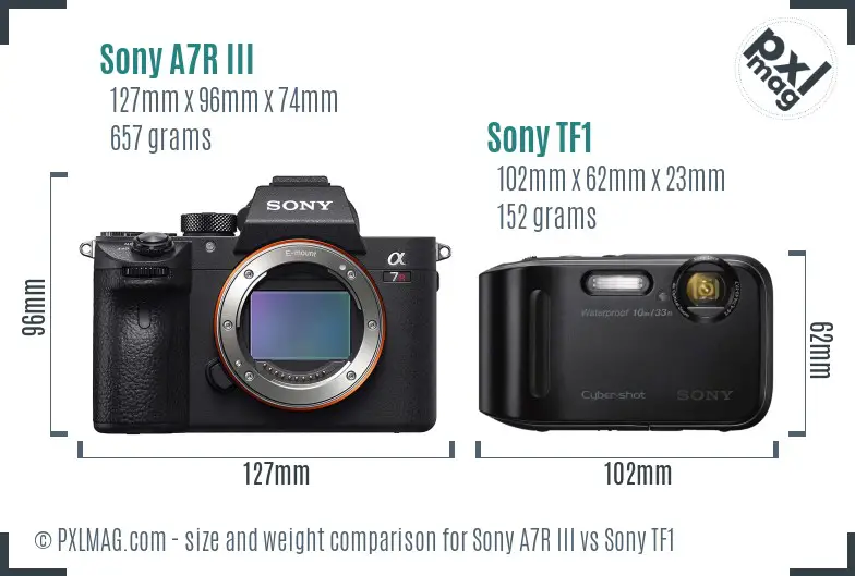 Sony A7R III vs Sony TF1 size comparison