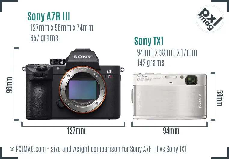 Sony A7R III vs Sony TX1 size comparison