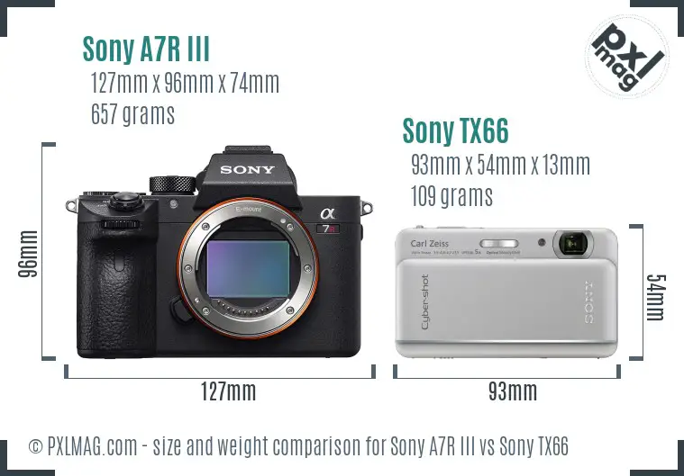 Sony A7R III vs Sony TX66 size comparison