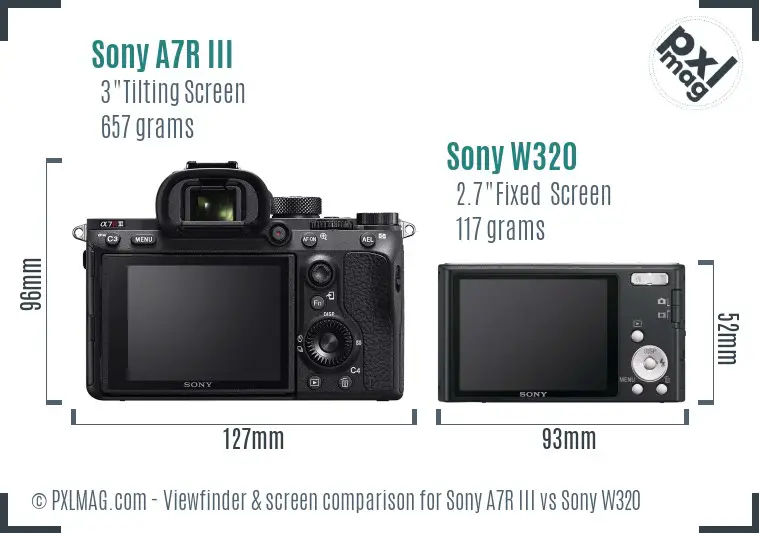 Sony A7R III vs Sony W320 Screen and Viewfinder comparison