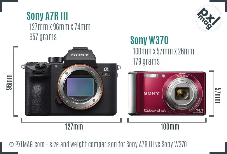 Sony A7R III vs Sony W370 size comparison