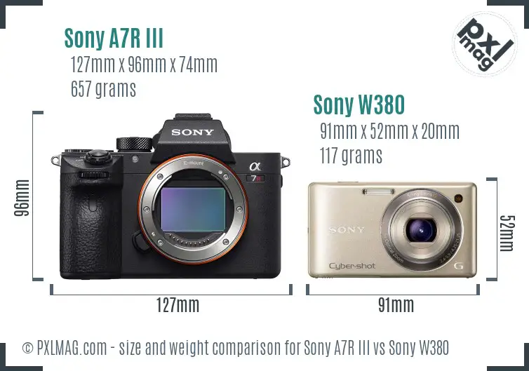 Sony A7R III vs Sony W380 size comparison