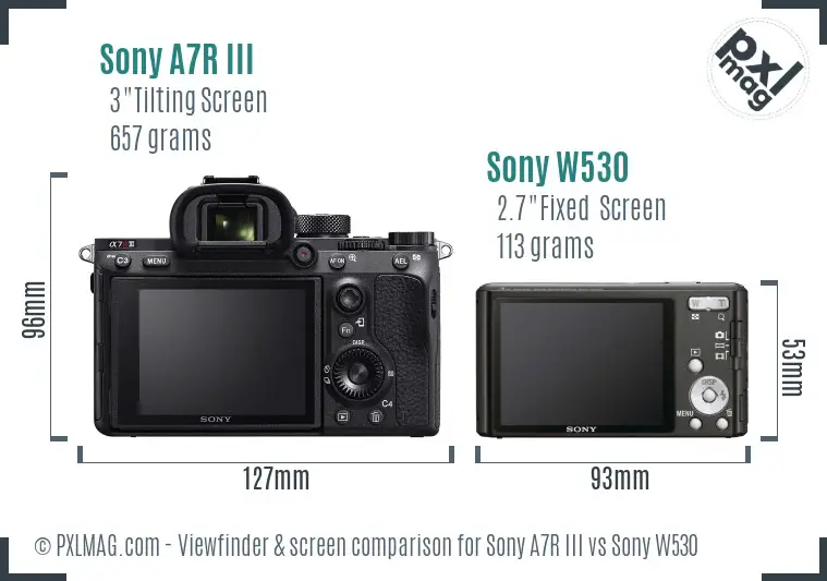 Sony A7R III vs Sony W530 Screen and Viewfinder comparison