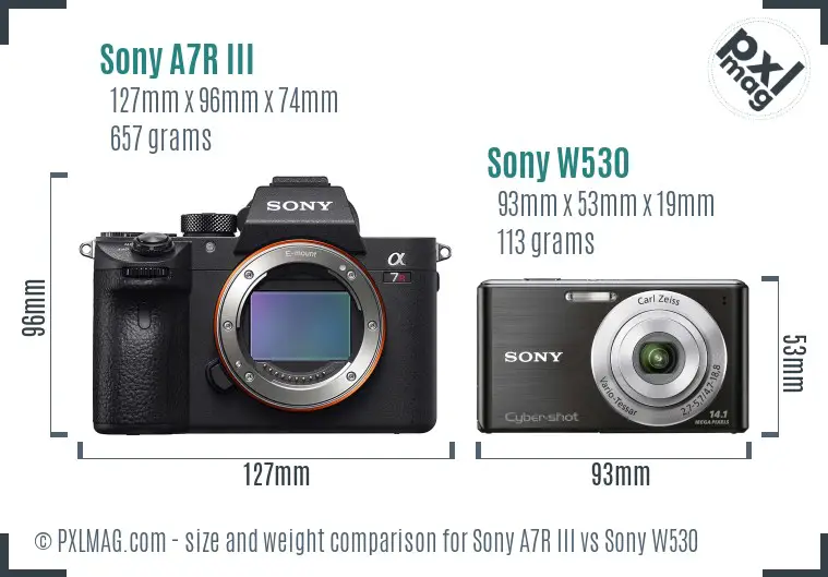 Sony A7R III vs Sony W530 size comparison