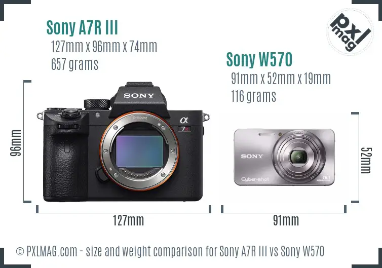 Sony A7R III vs Sony W570 size comparison