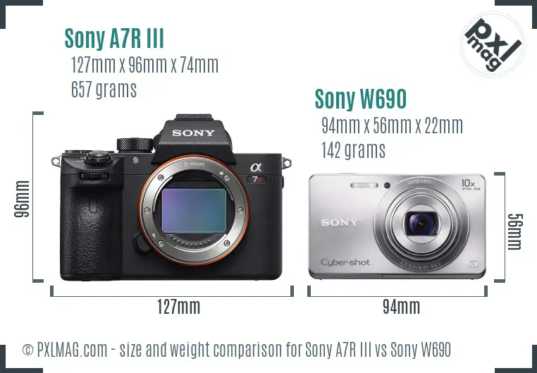 Sony A7R III vs Sony W690 size comparison