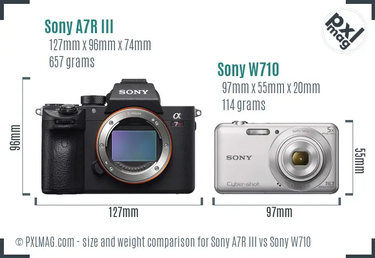 Sony A7R III vs Sony W710 size comparison
