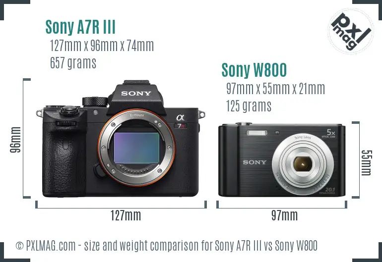 Sony A7R III vs Sony W800 size comparison