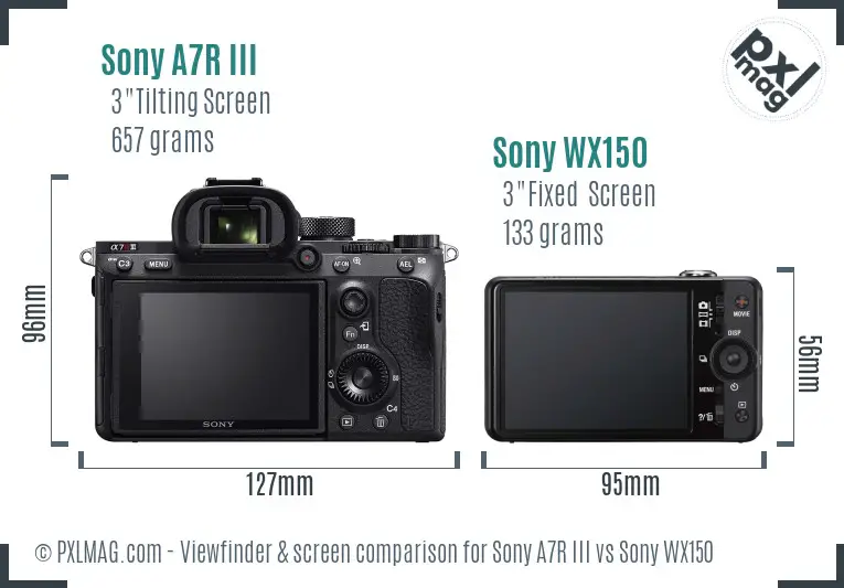Sony A7R III vs Sony WX150 Screen and Viewfinder comparison