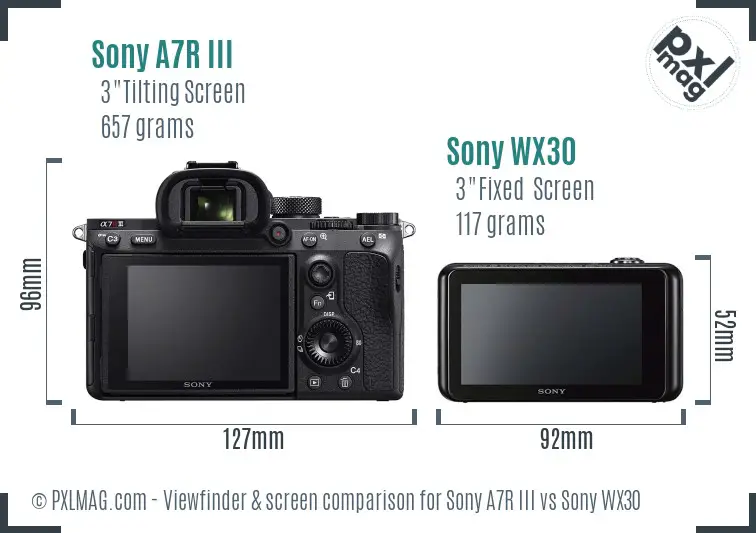 Sony A7R III vs Sony WX30 Screen and Viewfinder comparison