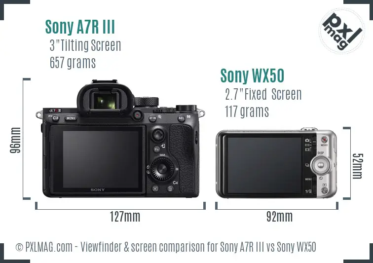 Sony A7R III vs Sony WX50 Screen and Viewfinder comparison