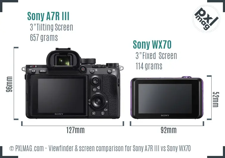 Sony A7R III vs Sony WX70 Screen and Viewfinder comparison