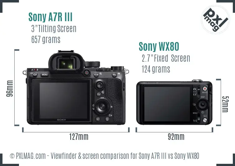 Sony A7R III vs Sony WX80 Screen and Viewfinder comparison