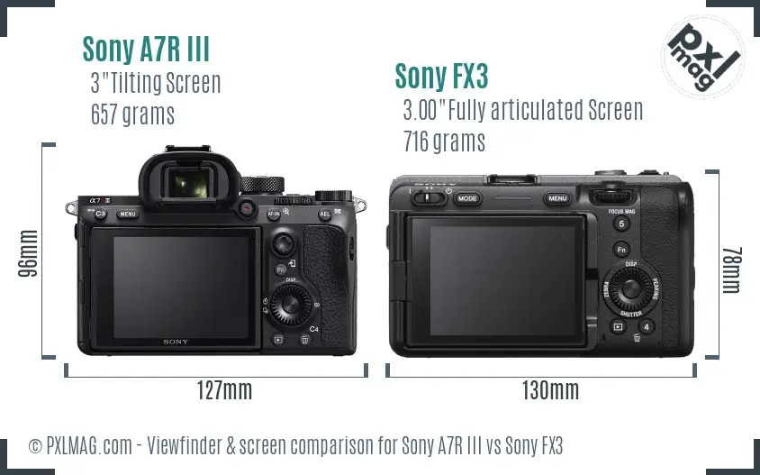 Sony A7R III vs Sony FX3 Screen and Viewfinder comparison Sony A7R III vs Sony FX3 Screen and Viewfinder comparison