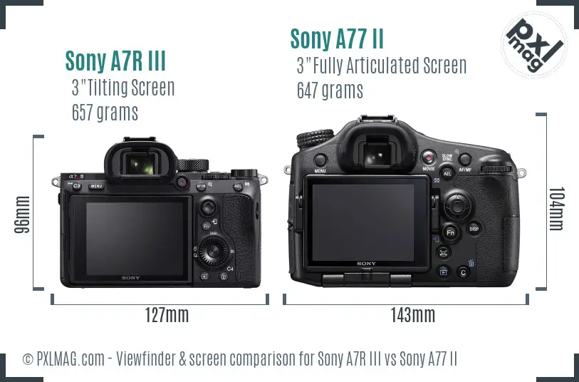 Sony A7R III vs Sony A77 II Screen and Viewfinder comparison
