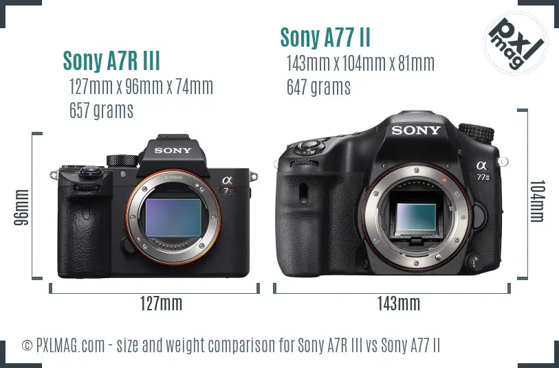 Sony A7R III vs Sony A77 II size comparison