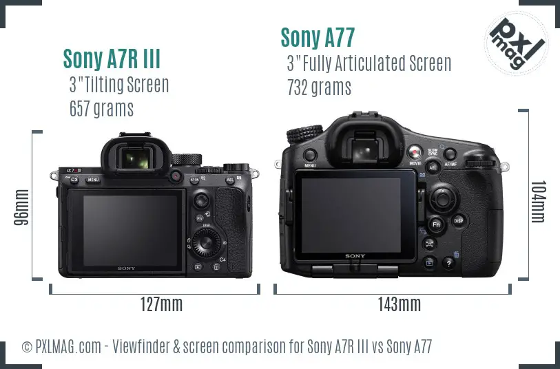 Sony A7R III vs Sony A77 Screen and Viewfinder comparison