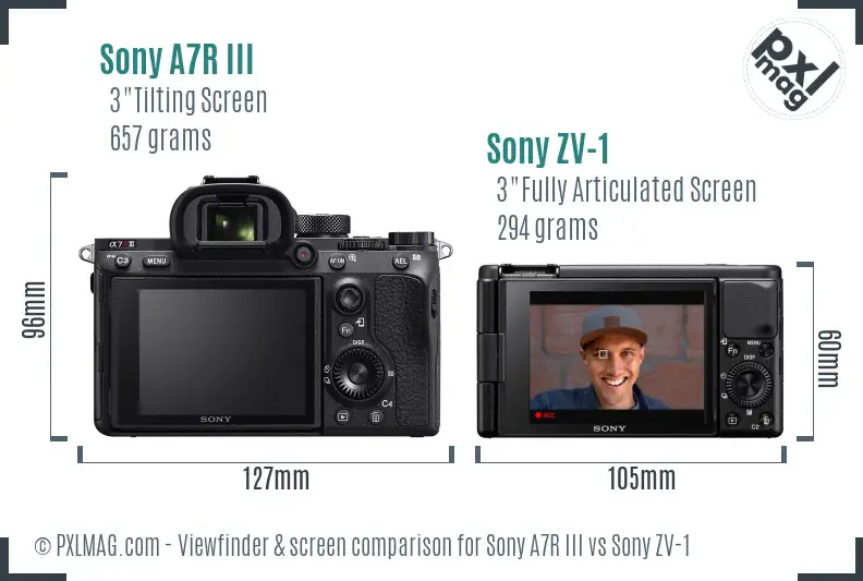 Sony A7R III vs Sony ZV-1 Screen and Viewfinder comparison