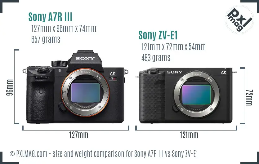 Sony A7R III vs Sony ZV-E1 size comparison