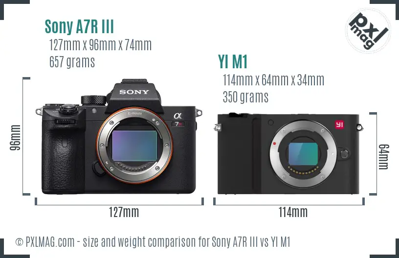 Sony A7R III vs YI M1 size comparison