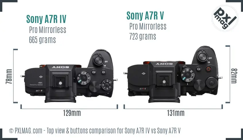 Sony A7R IV vs Sony A7R V top view buttons comparison