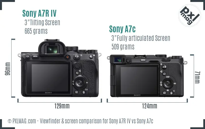 Sony A7R IV vs Sony A7c Screen and Viewfinder comparison