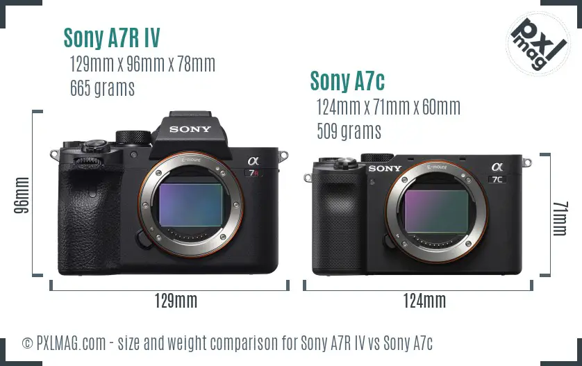 Sony A7R IV vs Sony A7c size comparison