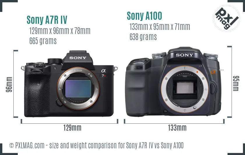 Sony A7R IV vs Sony A100 size comparison