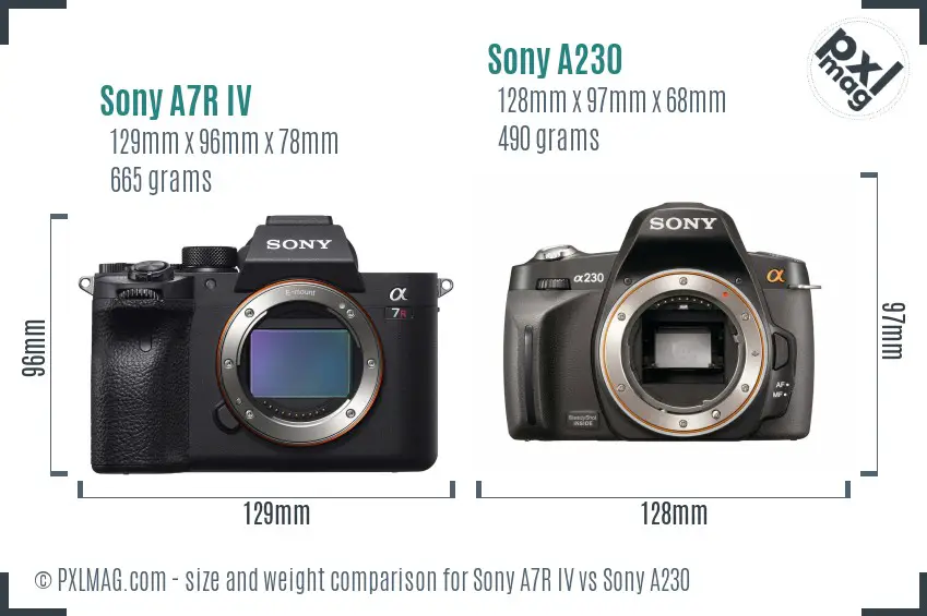 Sony A7R IV vs Sony A230 size comparison