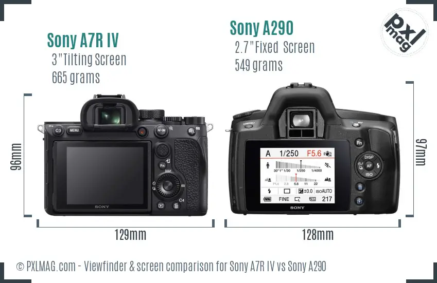 Sony A7R IV vs Sony A290 Screen and Viewfinder comparison