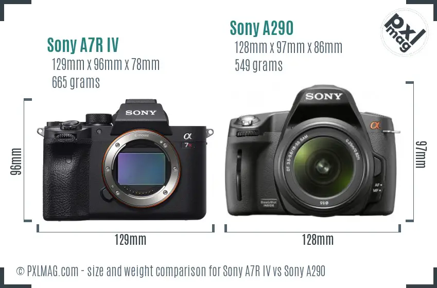 Sony A7R IV vs Sony A290 size comparison