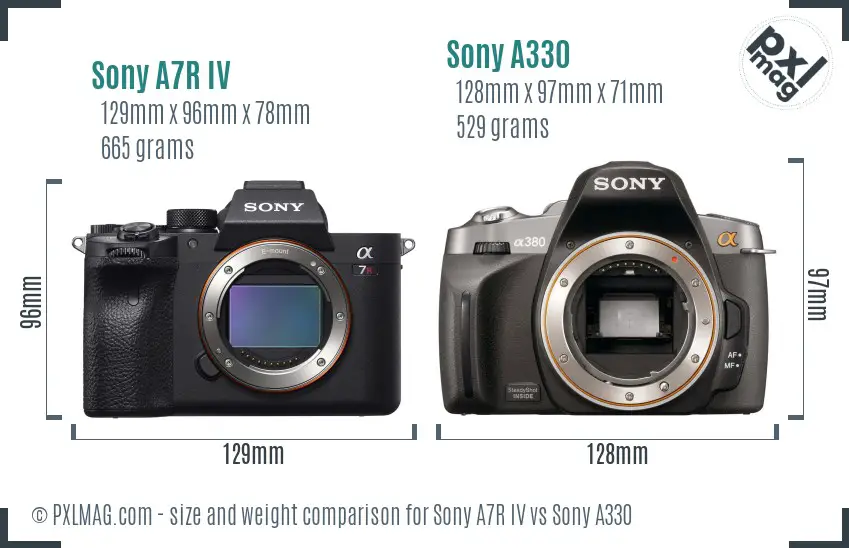 Sony A7R IV vs Sony A330 size comparison