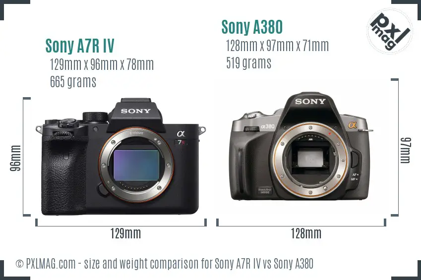 Sony A7R IV vs Sony A380 size comparison