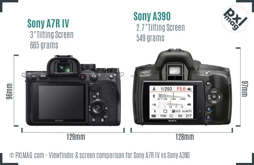 Sony A7R IV vs Sony A390 Screen and Viewfinder comparison
