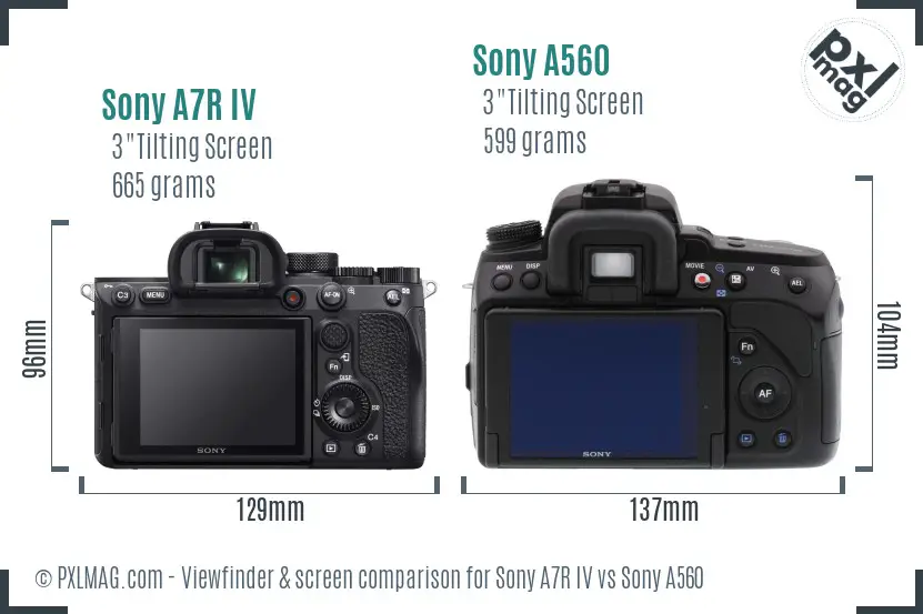 Sony A7R IV vs Sony A560 Screen and Viewfinder comparison