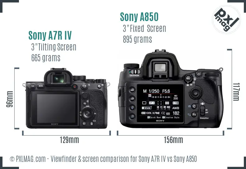 Sony A7R IV vs Sony A850 Screen and Viewfinder comparison