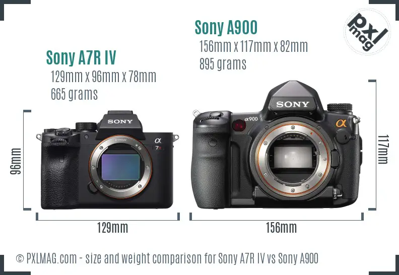 Sony A7R IV vs Sony A900 size comparison