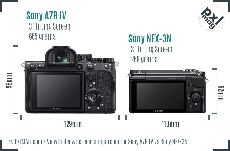 Sony A7R IV vs Sony NEX-3N Screen and Viewfinder comparison