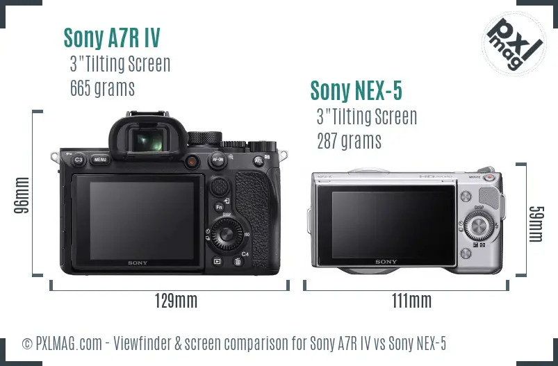 Sony A7R IV vs Sony NEX-5 Screen and Viewfinder comparison