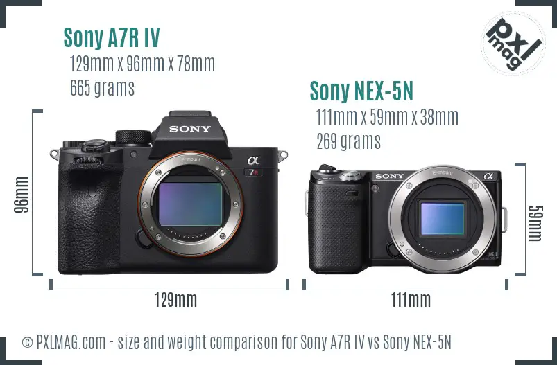 Sony A7R IV vs Sony NEX-5N size comparison
