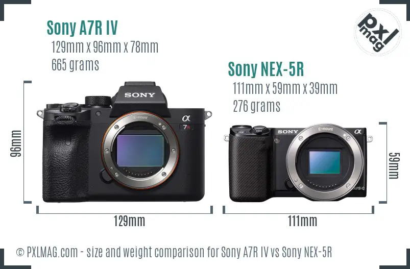 Sony A7R IV vs Sony NEX-5R size comparison