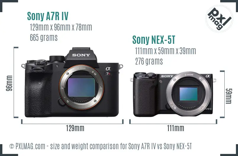 Sony A7R IV vs Sony NEX-5T size comparison
