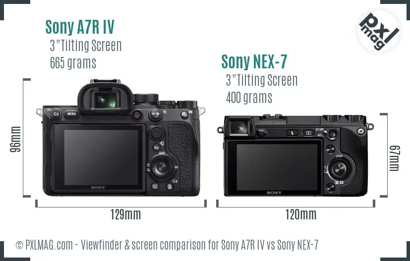 Sony A7R IV vs Sony NEX-7 Screen and Viewfinder comparison