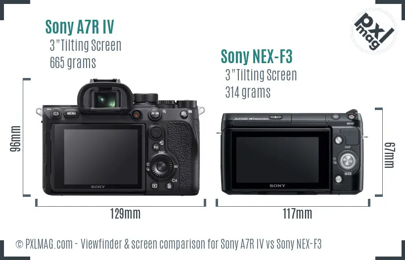 Sony A7R IV vs Sony NEX-F3 Screen and Viewfinder comparison