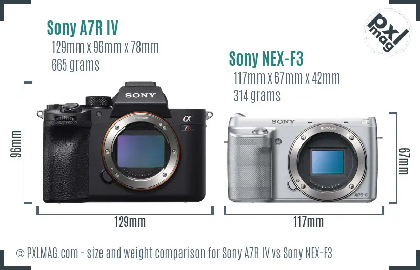 Sony A7R IV vs Sony NEX-F3 size comparison