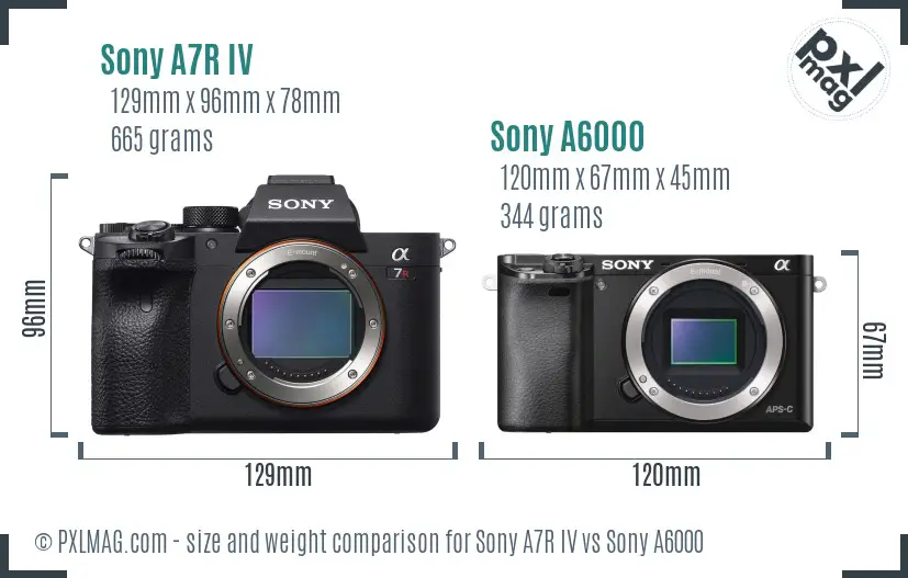 Sony A7R IV vs Sony A6000 size comparison