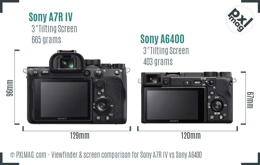 Sony A7R IV vs Sony A6400 Screen and Viewfinder comparison