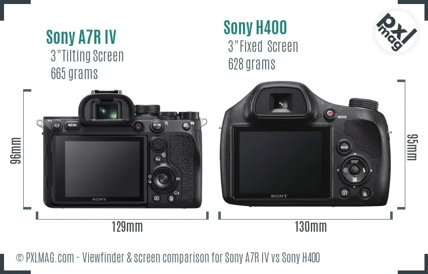 Sony A7R IV vs Sony H400 Screen and Viewfinder comparison