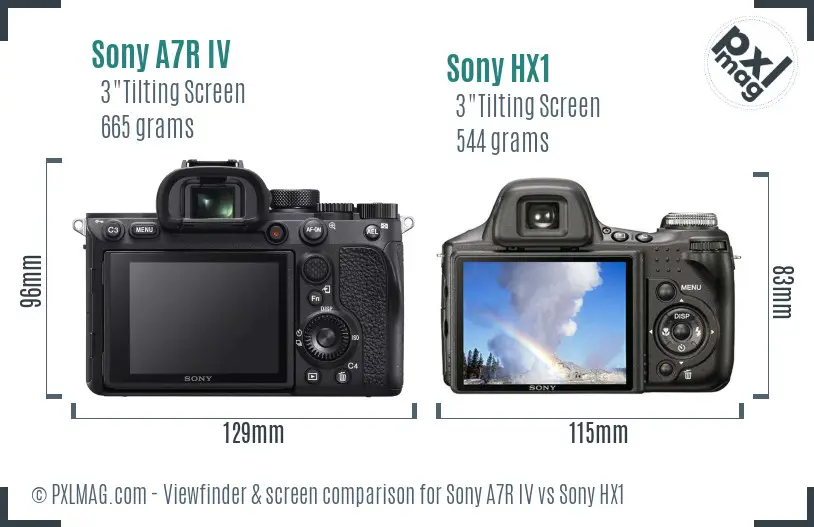 Sony A7R IV vs Sony HX1 Screen and Viewfinder comparison